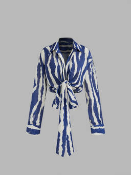 Cider - Collar Abstract Knotted Oversized Blouse