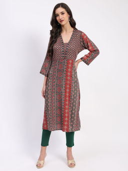 ME & I - Cotton Printed And Sequin Embellished A-Line Kurta For Women