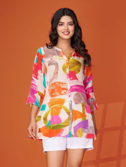 KAFTANIZE - Multi-Color Abstract Pattern Printed Kurti
