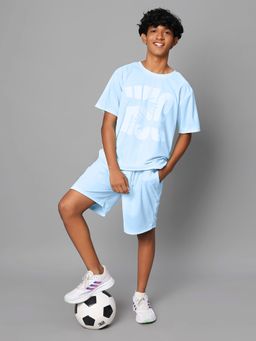 TeenTrums - Boys Blue Graphic T-Shirt & Shorts Co-Ord (Set of 2)