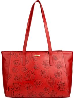 Hidesign - Red Keaton Leaf Emboss Melbourne Ranch Handbag