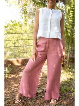 Creatures of Habit - Linen Wide Leg Pants-Vintage Pink