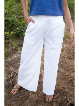 Creatures of Habit - Seersucker Oversized Pants-Cloud White