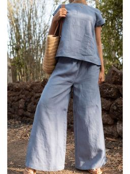Creatures of Habit - Linen Oversized Pants-Wildflower Blue