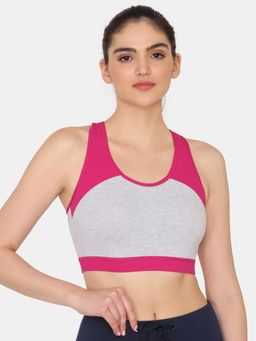 Zivame - Slip On Sports Bra With Removable Padding - Grey Melange