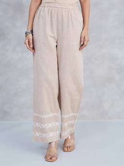 Fabindia - Beige Cotton Chikankari Palazzo