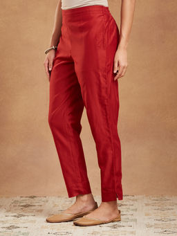Fabindia - Maroon Cotton Silk Ethnic Pant