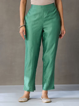 Fabindia - Mint Cotton Silk Green Ethnic Pant