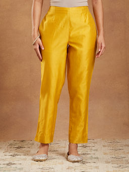 Fabindia - Yellow Cotton Silk Ethnic Pant