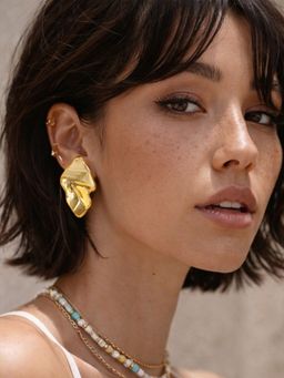 Niska - Women Gold Fusion Studs Pair of Earrings (Pack of 2)