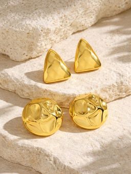 Niska - Women Gold Fusion Studs Pair of Earrings (Pack of 2)