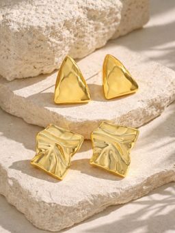 Niska - Women Gold Fusion Studs Pair of Earrings (Pack of 2)