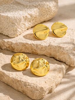Niska - Women Gold Fusion Studs Pair of Earrings (Pack of 2)