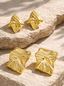 Niska - Women Gold Fusion Hoops Pair of Earrings (Pack of 2)