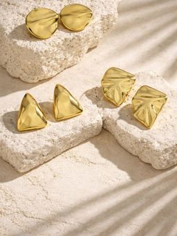 Niska - Women Gold Fusion Studs Pair of Earrings (Pack of 2)