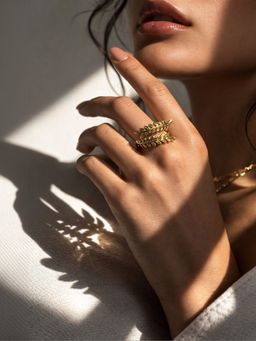Niska - Women Gold Fusion Rings (Pack of 2)