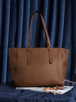 Accessorize London - Womens Faux Leather Tan Venus Laptop Winged Tote Bag
