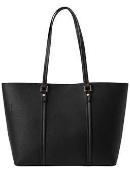 Accessorize London - Womens Faux Leather Black Classic Ali Tote With Inside Compartment