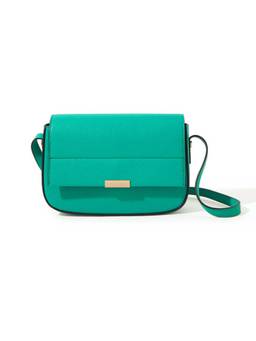 Accessorize London - Womens Faux Leather Green Straight Flap Saddle Cross-Body Bag