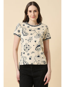 Allen Solly - Women Beige Print Casual T-shirt