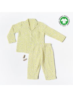 The Boo Boo Club - Muslin All Over Adorable Yellow Daisy Print Night Suit (Set of 2)