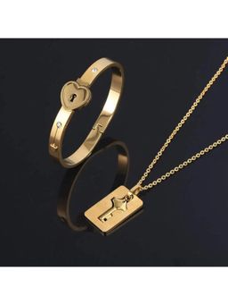 Salty - Golden Lock and Key Love Jewellery Set (Pack of 2)
