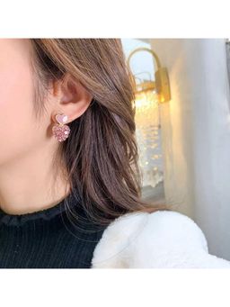 Salty - Pink Double Heart In Trend Stud Earrings