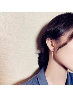 Salty - Waterdrop Shape Ribbon Dangle Zircon Drop Earrings