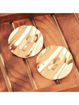 Salty - Round Textured Gold Stud Earring