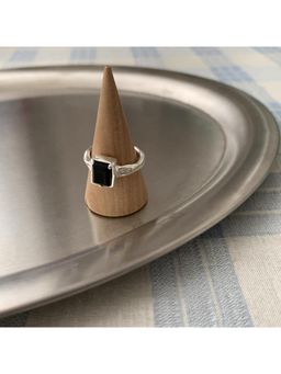 Salty Alpha - Gothic Square Black Stone Ring