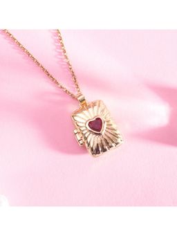 Salty - Sunburst Red Heart Locket Necklace