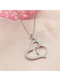 Salty - Graceful Heart With Ring Necklace - Silver