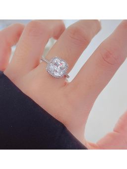 Salty - Silver Shimmering Cushion-Cut Ring