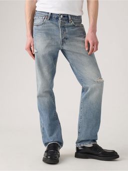 Levi's - Mens 501 Blue Straight Fit Mid Rise Jeans