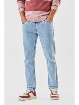 Snitch - Light Blue Washed Slim Fit Casual Jeans for Men