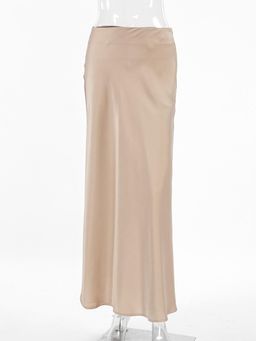 Miakee - Khaki Solid Satin Skirt