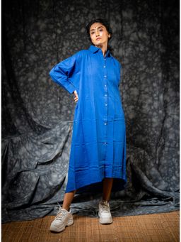 PRATHAA - Blue Shirt Dress Full Length
