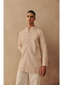 Twenty Nine - Men's Beige Silk Self Design Kurta