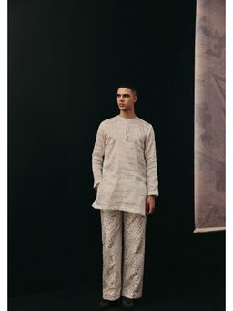 Twenty Nine - Men's Ivory Tissue Chanderi Kurta