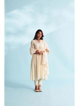 Roze - Arisha Ivory Anarkali Kurta with Tulip Pant and Dupatta (Set of 3)