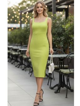 Oh Rare - Green Viscose Solid Dress