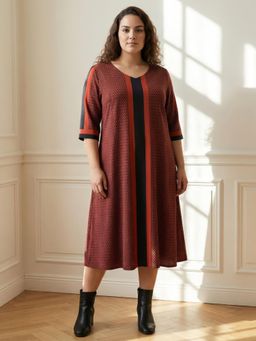 Amydus - Maroon Polyester Printed Dress