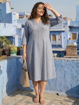Amydus - Blue Cotton Stripes Dress