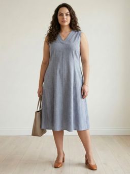 Amydus - Blue Cotton Stripes Dress