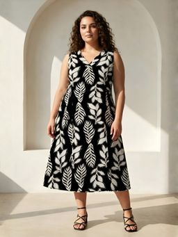 Amydus - Black Rayon Printed Dress