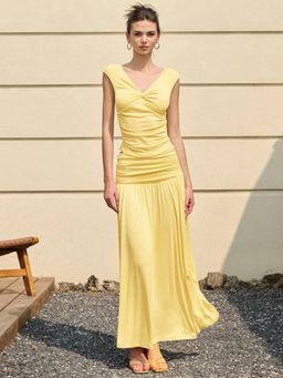 Outzidr - Yellow Polyester Solid Co Ord Set