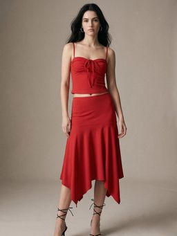 Outzidr - Red Polyester Solid Co Ord Set