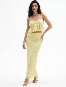 Outzidr - Yellow Polyester Solid Co Ord Set