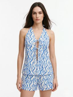 Outzidr - Blue Polyester Printed Co Ord Set