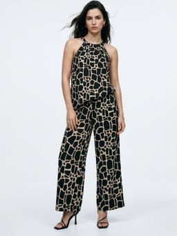 Outzidr - Black Polyester Printed Co Ord Set